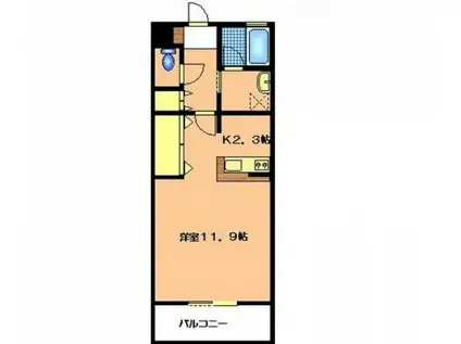 広島高速交通アストラムライン 大町駅(広島) 徒歩9分 3階建 築23年(ワンルーム/3階)の間取り写真