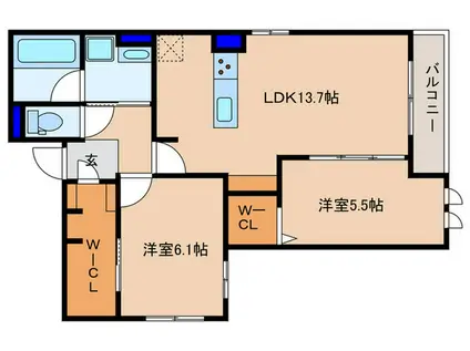 スペチアーレ中宮(2LDK/2階)の間取り写真