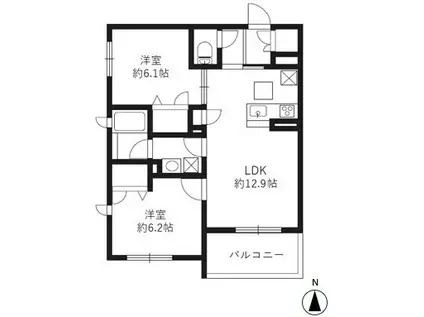 プレミールM(2LDK/1階)の間取り写真