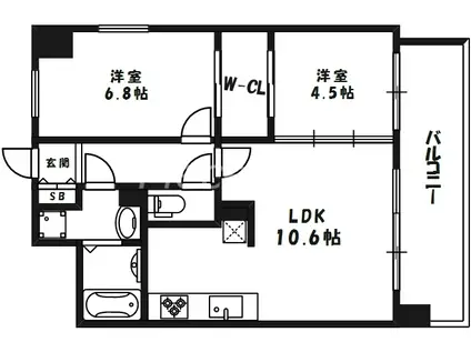BRILLER UMEKITA(2LDK/6階)の間取り写真
