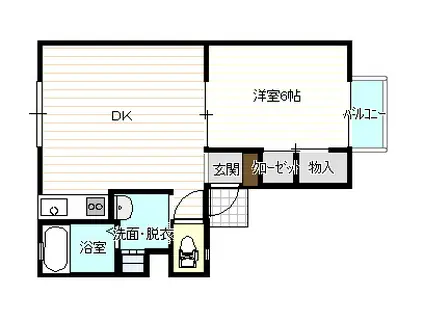 グリーンK(1DK/2階)の間取り写真