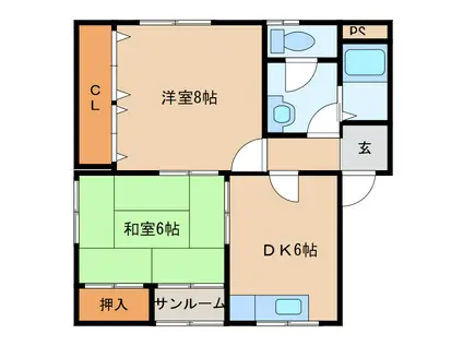 ガーデンヒルG-I(2DK/2階)の間取り写真