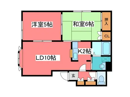 ロピア美園(2LDK/1階)の間取り写真