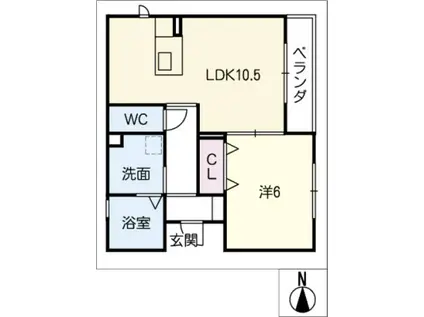 セゾン ソレイユ(1LDK/1階)の間取り写真