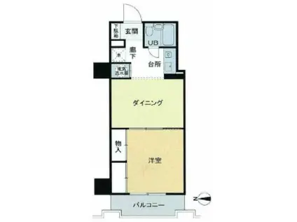 ライオンズマンションフェリス三田(1DK/8階)の間取り写真