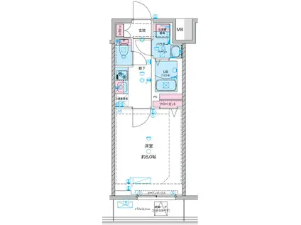 GENOVIA青砥II(1K/1階)の間取り写真