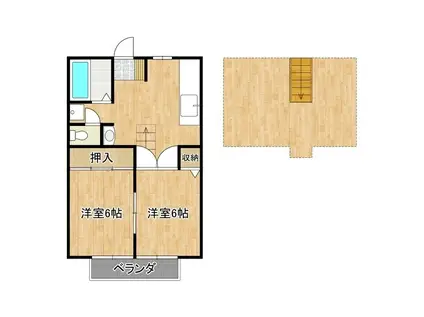 グリーンゲイブルズ(2DK/2階)の間取り写真