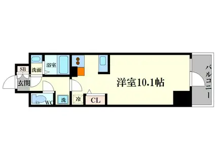 MELDIA CREST TAPP NAMBA ウエスト(ワンルーム/2階)の間取り写真