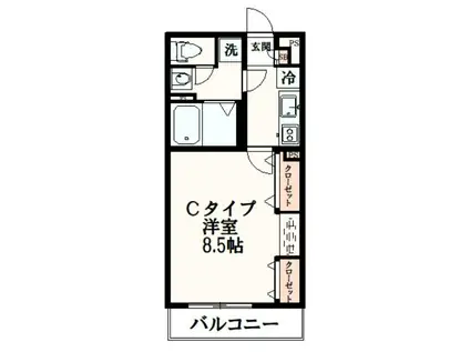 ヴィラ堀之内(1K/3階)の間取り写真