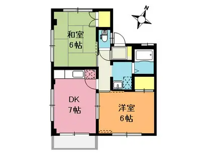 第一高橋マンション(2DK/1階)の間取り写真