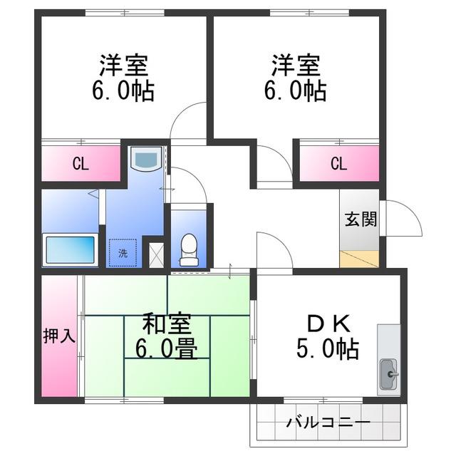 ハイネスアカデミ-(3LDK/3階)の間取り写真