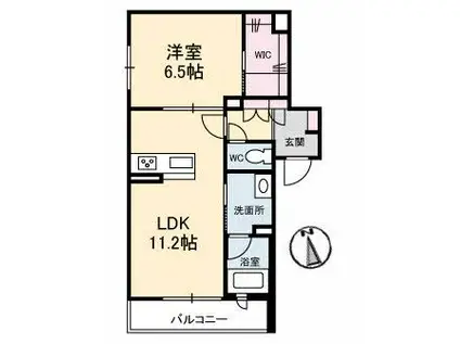 ボーノ ビラ(1LDK/2階)の間取り写真