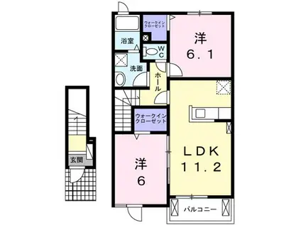アムール(2LDK/2階)の間取り写真