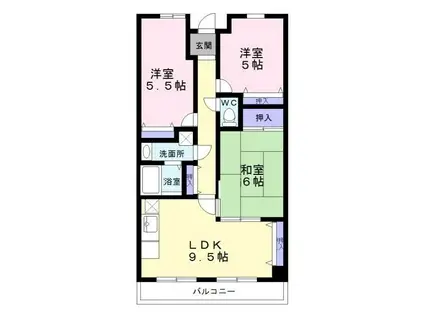 オーク一番館(3LDK/4階)の間取り写真