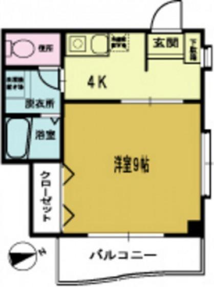 岡村ビル(1K/3階)の間取り写真