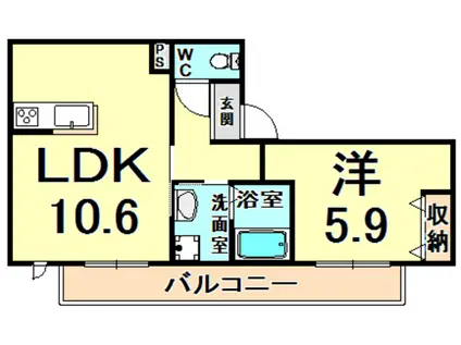 ディヴェルティ(1LDK/3階)の間取り写真