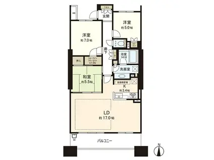 ミッドプレイス仙台タワー&レジデンス(3LDK/30階)の間取り写真