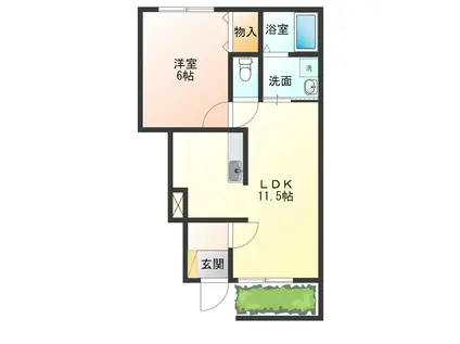 フォレットフォンティーヌ(1LDK/1階)の間取り写真