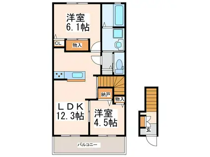 レトア シャルールII(2LDK/2階)の間取り写真