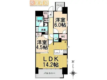 プレサンス ロジェ 栄ザ・レジデンス(2LDK/7階)の間取り写真