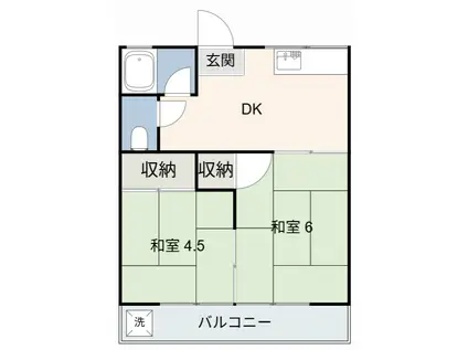 深津荘(2DK/1階)の間取り写真