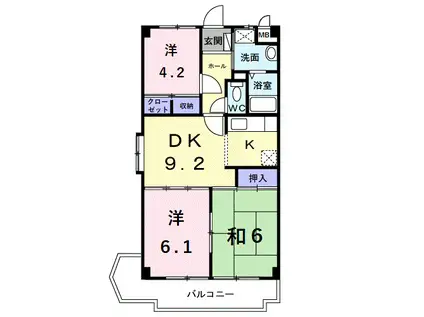 エミネンス深井(3DK/4階)の間取り写真