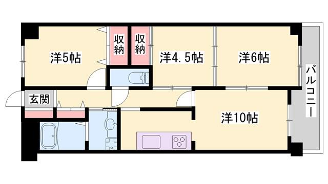 ライオンズマンション姫路西今宿(3LDK/1階)の間取り写真