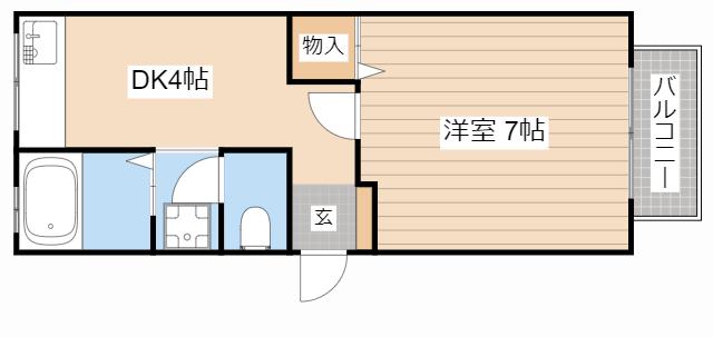 浅井西ハイツ(1DK/2階)の間取り写真