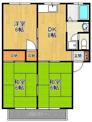 ルミエール中山(3DK/1階)の間取り写真