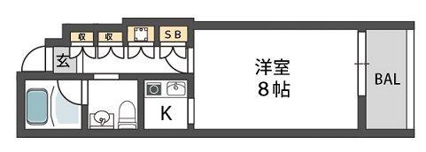 カーサマニエラ(1K/6階)の間取り写真