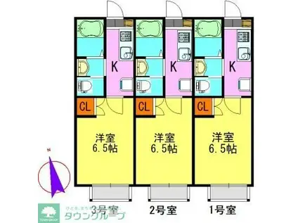リヴェール三咲(1K/2階)の間取り写真