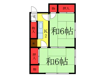 藤巻荘(2K/2階)の間取り写真