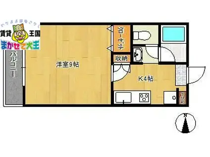 エミナンス扇町(1K/4階)の間取り写真