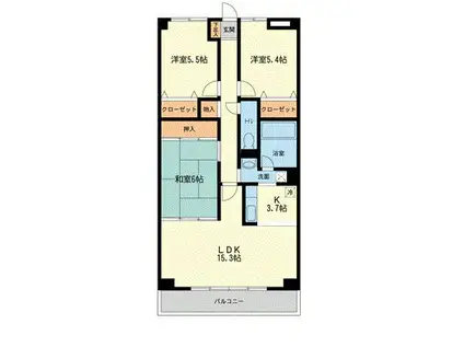 CASSIA八千代緑が丘(3LDK/5階)の間取り写真