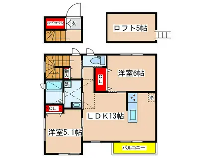 エバードエル(2LDK/2階)の間取り写真