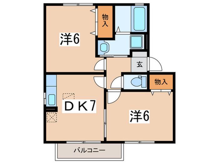 メゾン・ボナールA(2DK/1階)の間取り写真