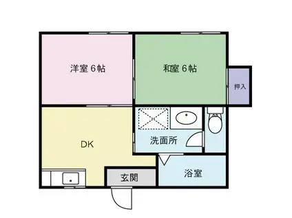 レジデンスミート(2DK/1階)の間取り写真