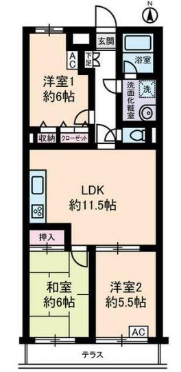 クリオ辻堂参番館(3LDK/1階)の間取り写真