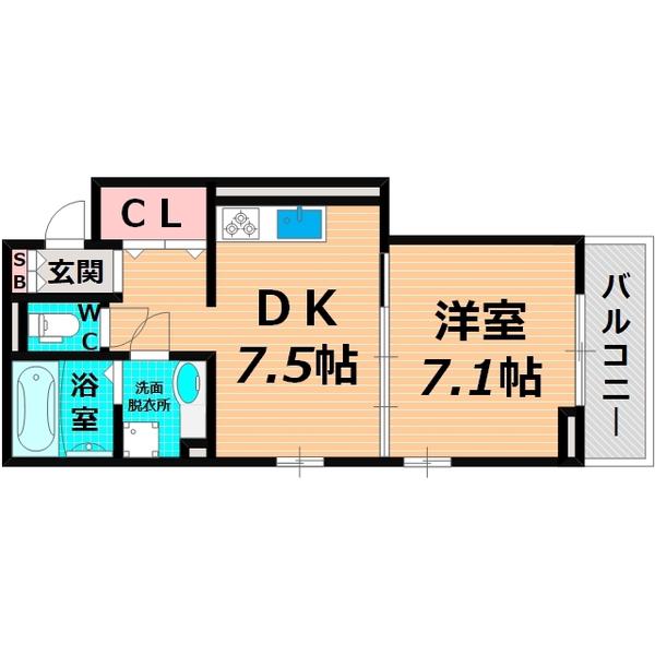 プルミエール蒲生(1DK/2階)の間取り写真
