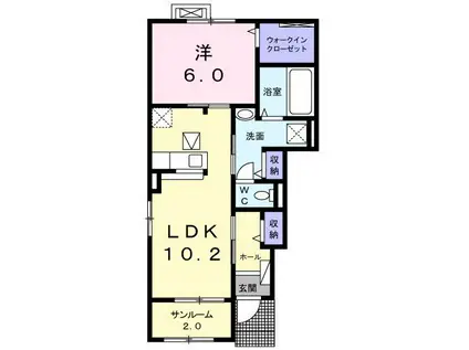 グランツ北上A(1LDK/1階)の間取り写真