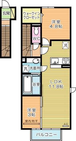 D-ROOM泉台A棟(2LDK/2階)の間取り写真