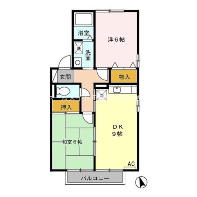 セジュール南 B(2DK/2階)の間取り写真