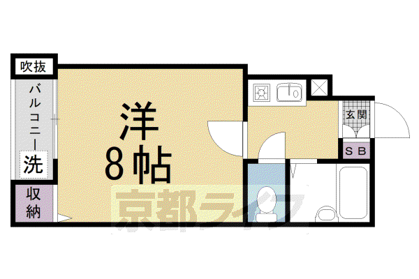 A・CCUEIL 五条(1K/2階)の間取り写真