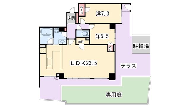 ライオンズ京都五條院ロイヤルグレイド(2LDK/1階)の間取り写真