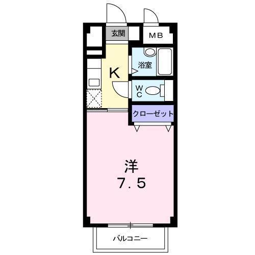 アクシスII(1K/1階)の間取り写真