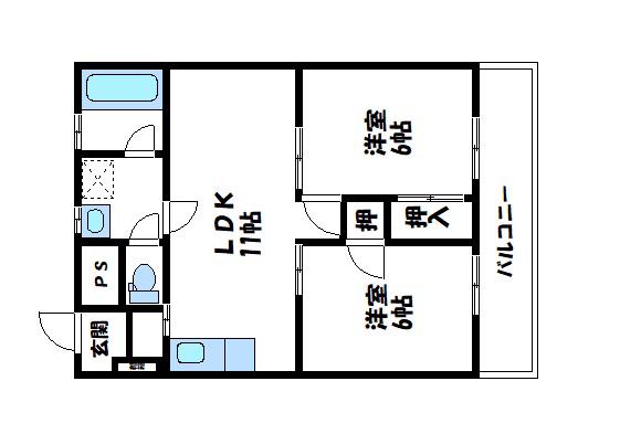 川口ハイツ(2LDK/2階)の間取り写真