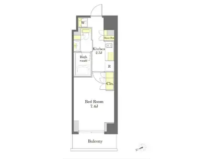 プライムメゾン中野坂上(1K/4階)の間取り写真