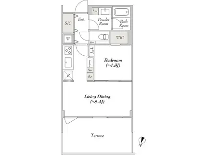 LUMIEC UN MEGURO ルミークアン目黒(1SLDK/B2階)の間取り写真