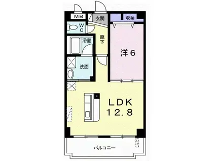 リバーサイドアラタ(1LDK/4階)の間取り写真