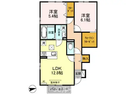 シュエット フルール(2LDK/1階)の間取り写真